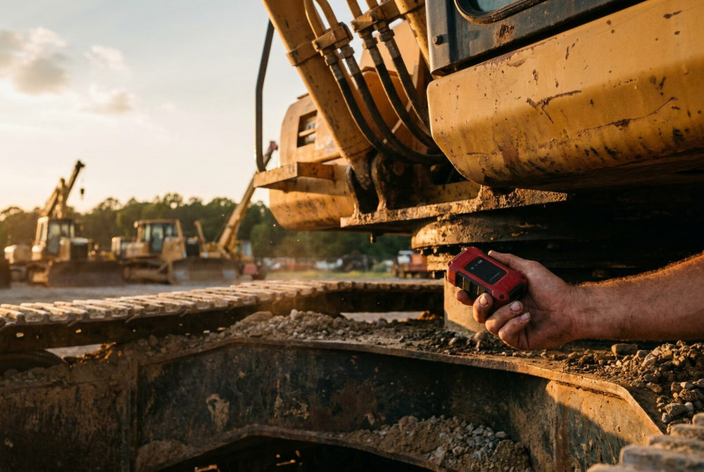 Long battery gps tracker for equipment shown in a real-world use case