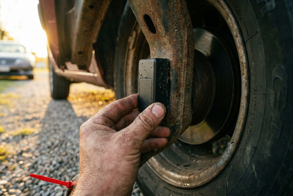 Magnetic gps tracker battery life shown in a real-world use case