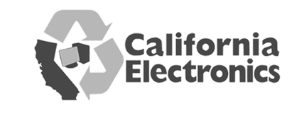 Logo of California Electronics with a recycling symbol and outline of California.