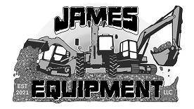 Logo of James Equipment LLC with an excavator graphic