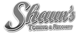 Logo for Shawn's Towing & Recovery with a stylized 'Shawn' and towing services text.