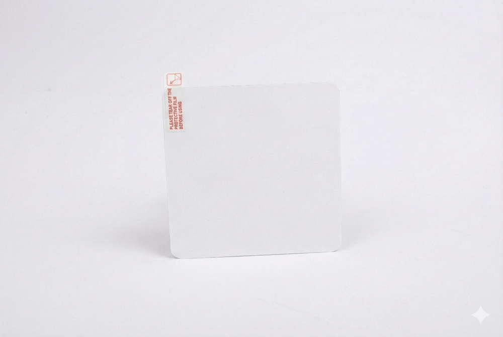 Back of white disposable shipment tracker with peel and stick adhesive back