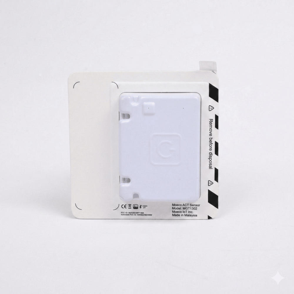White disposable shipment tracker on a white background