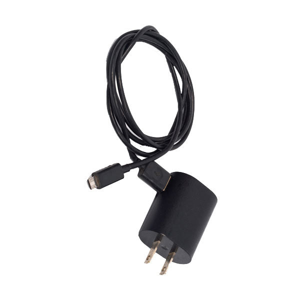 Black Micro-USB cable with plug on a white background