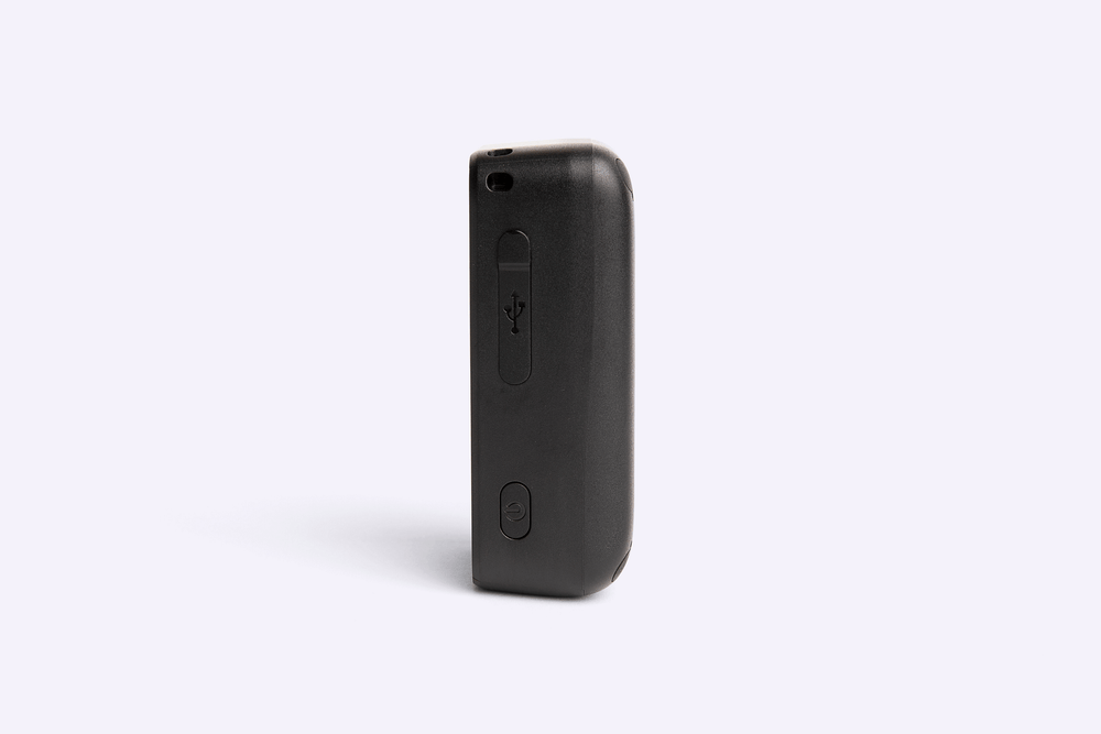 Black GPS device on a white background