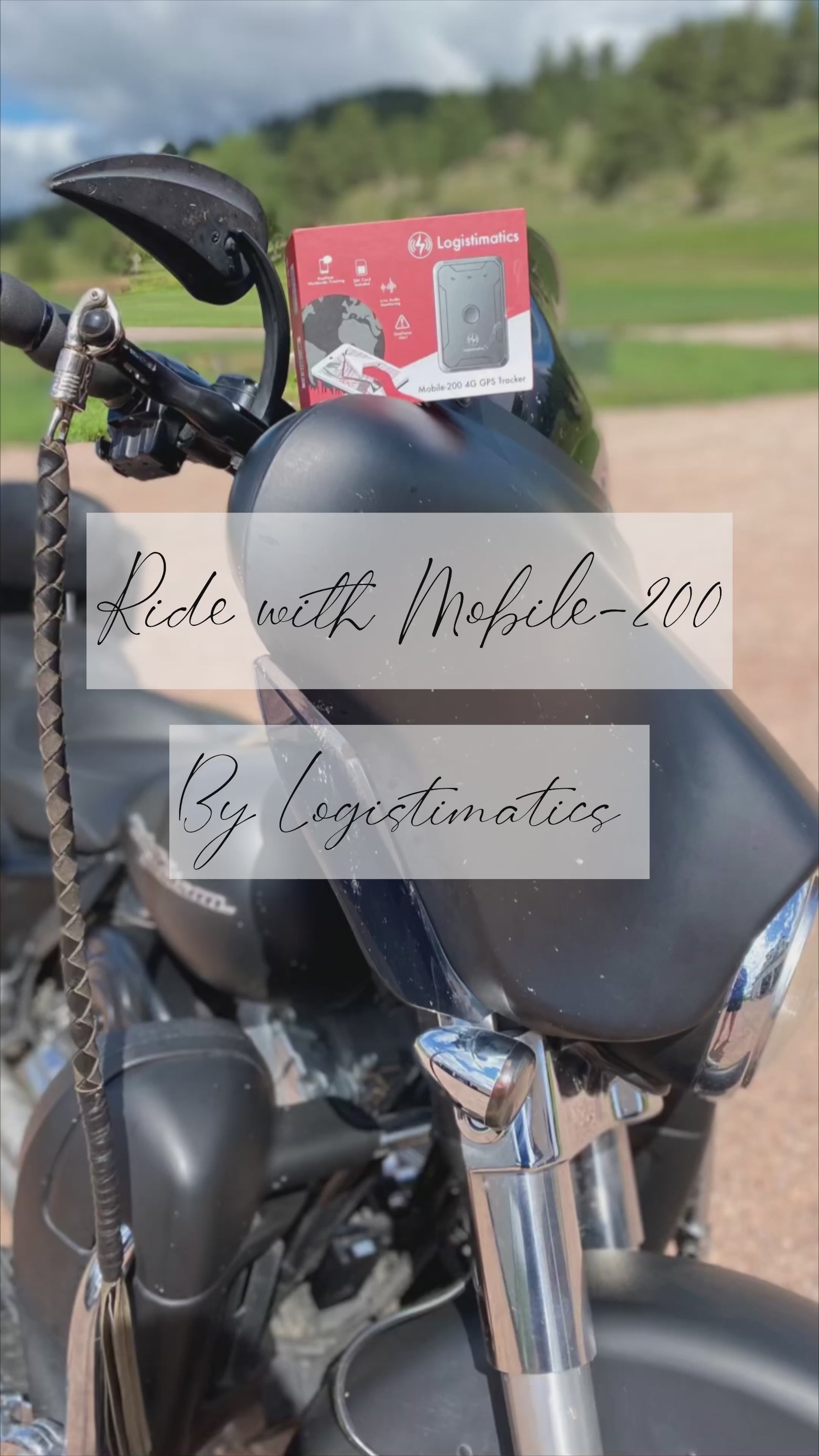 Video showing a motorcycle journey through a scenic tunnel, suggesting content about how GPS tracking technology can help prevent motorcycle theft and aid in recovery.