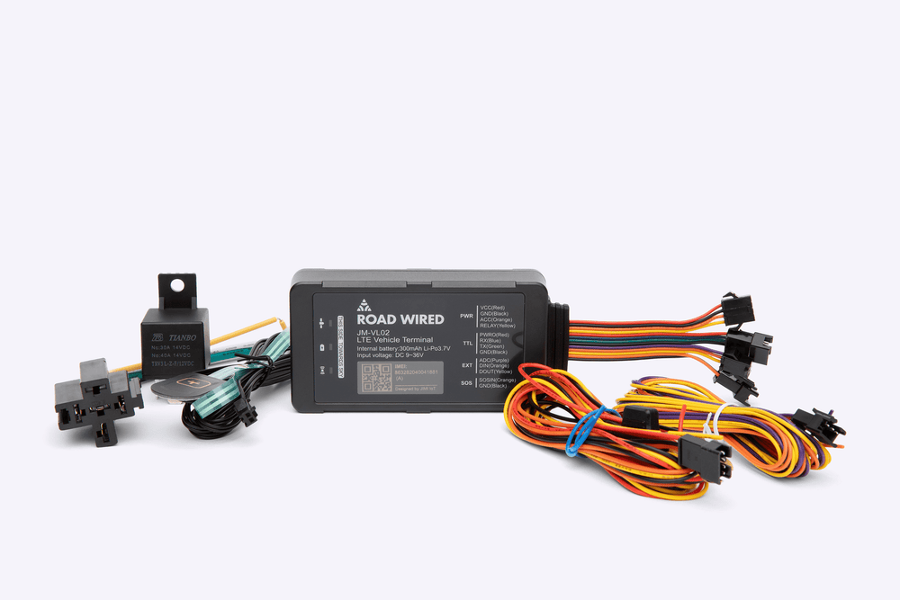 GPS car wiring harness kit with connectors on a white background